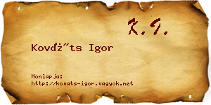 Kováts Igor névjegykártya